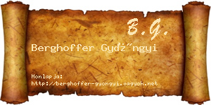 Berghoffer Gyöngyi névjegykártya